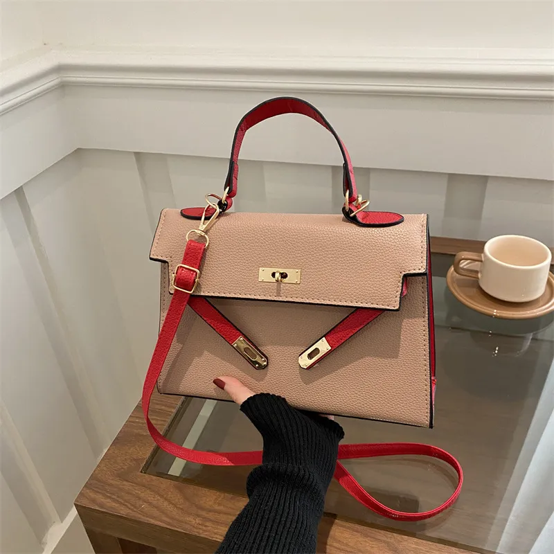 Women Fashion Casual Colorblock Large Capacity Handbag