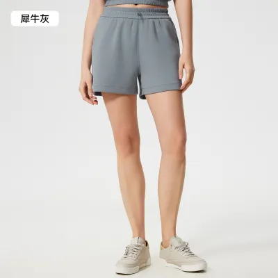 Women Fashion Casual Summer Solid Color Loose Drawstring High Waist Sports Shorts