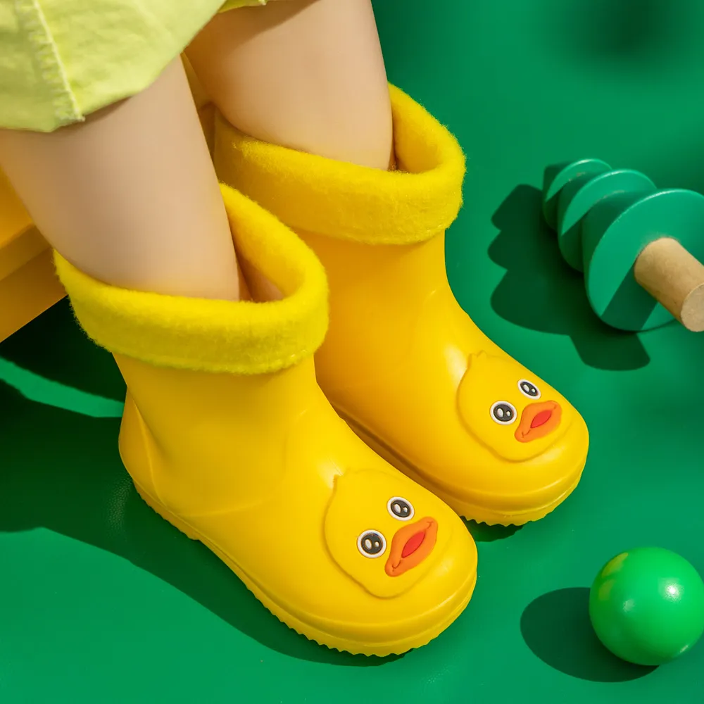 Kids Boys And Girls Fashion Cute Duck Cotton Detachable Waterproof Non-Slip Rain Boots