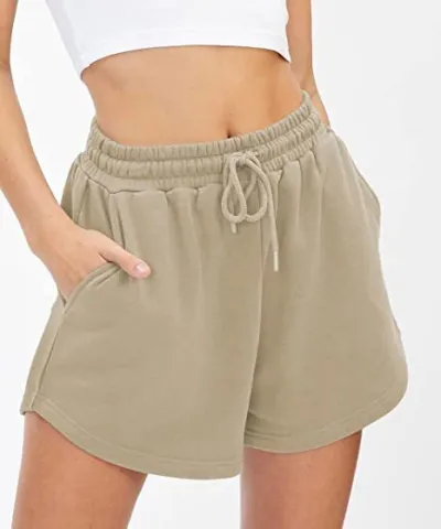 Women Fashion Casual Summer Solid Color Loose Shorts