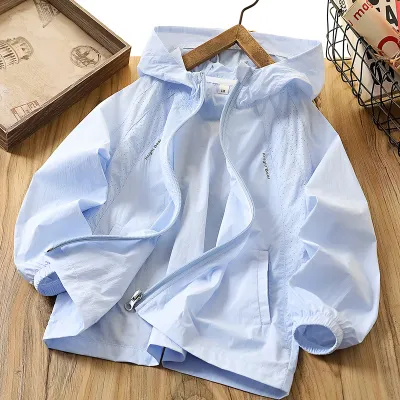 Kids Boys Girls UPF 40+ Sun Protection Coat Summer Thin Casual Nylon Jacket