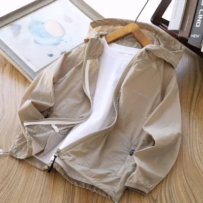 Kids Boys And Girls Fashion Casual Summer Solid Color Thin UPF 50+ Sun Protection Coat Nylon Spandex