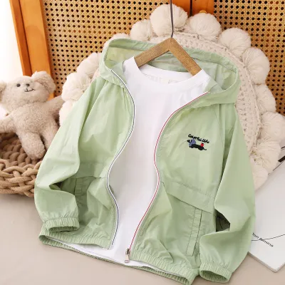 Kids Boys Clothing(3-14T) Fashion Casual Summer Solid Color Thin Breathable UPF 50+ Sun Protection Coat Unisex Nylon