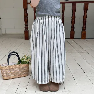Kids Girls Fashion Casual Summer Cotton Stripe Loose Straight Pants