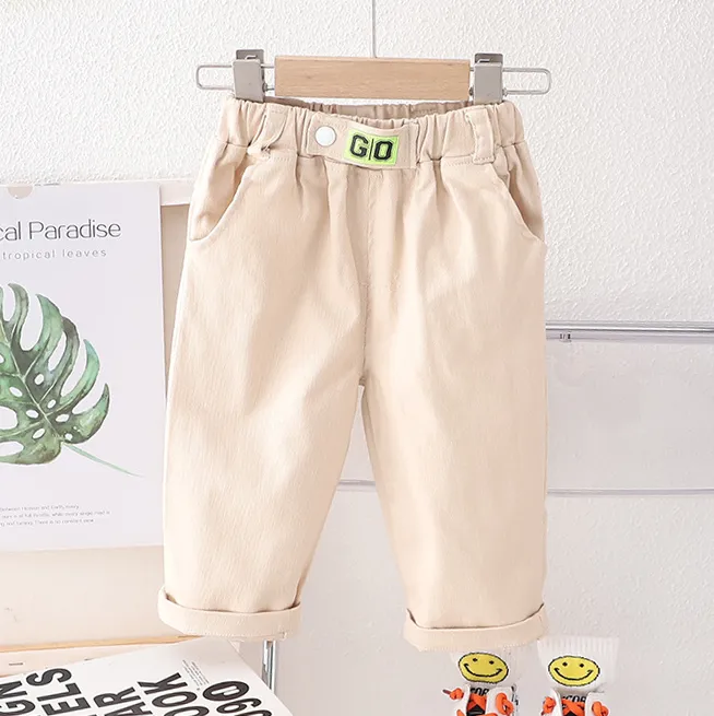Kids Boys Fashion Casual Cartoon Print Spring Autumn Pants 90% Cotton Mid-Waist Basic