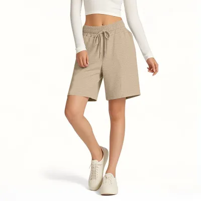 Women Fashion Casual Spring And Summer Solid Color Loose Elastic Waist Shorts