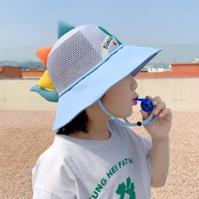 Kids Baby Boys And Girls Fashion Cute Dinosaur Summer Big Brim Sun Protection Fisherman Hat Unisex