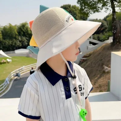 Kids Baby Boys And Girls Fashion Cute Dinosaur Summer Big Brim Sun Protection Fisherman Hat Unisex