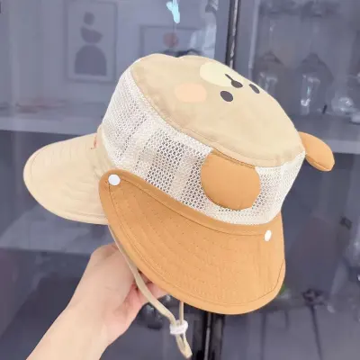 Kids Baby Boys And Girls Summer Mesh Breathable And Quick-Drying Wide Brim Sun Protection Hat