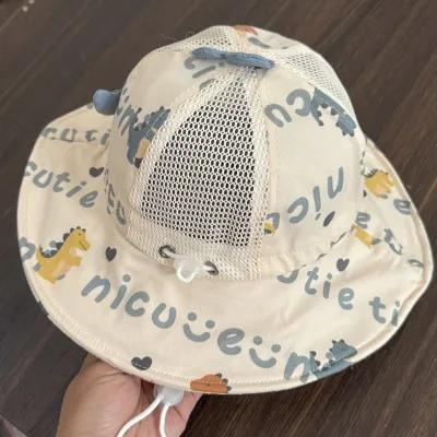 Kids Baby Boys Girls Cartoon Summer Thin Breathable Mesh Adjustable Sun Protection Fisherman Hat