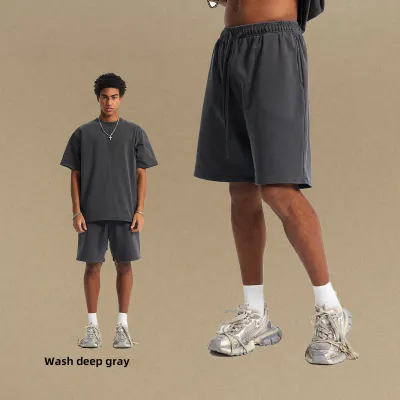 Men's Fashion Casual Summer Solid Color Loose Cotton Shorts