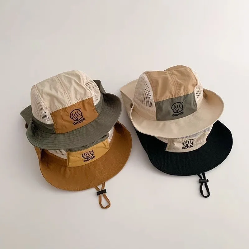 Kids Baby Boys Girls Summer Breathable Mesh Wide-Brimmed Quick-Dry Sun Protection Hat Unisex