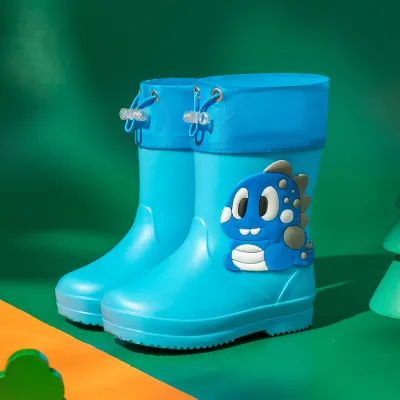 Kids Boys Girls Fashion Cute Dinosaur Elastic Shoe Mouth Waterproof Non-Slip Rubber Rain Boots