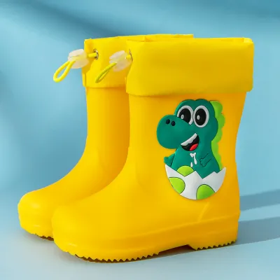 Kids Boys Girls Fashion Cute Dinosaur Elastic Shoe Mouth Waterproof Non-Slip Rubber Rain Boots