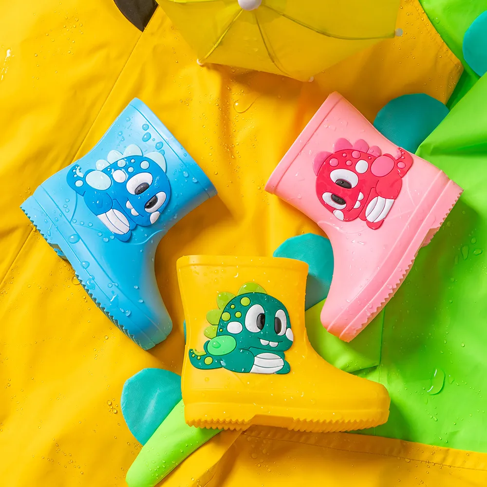 Kids Boys And Girls Cute Dinosaur Waterproof Non-Slip Rubber Rain Boots Ankle Length