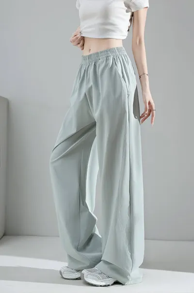 Women Fashion Casual Summer Thin Quick-Drying Wide-Leg Sports Pants