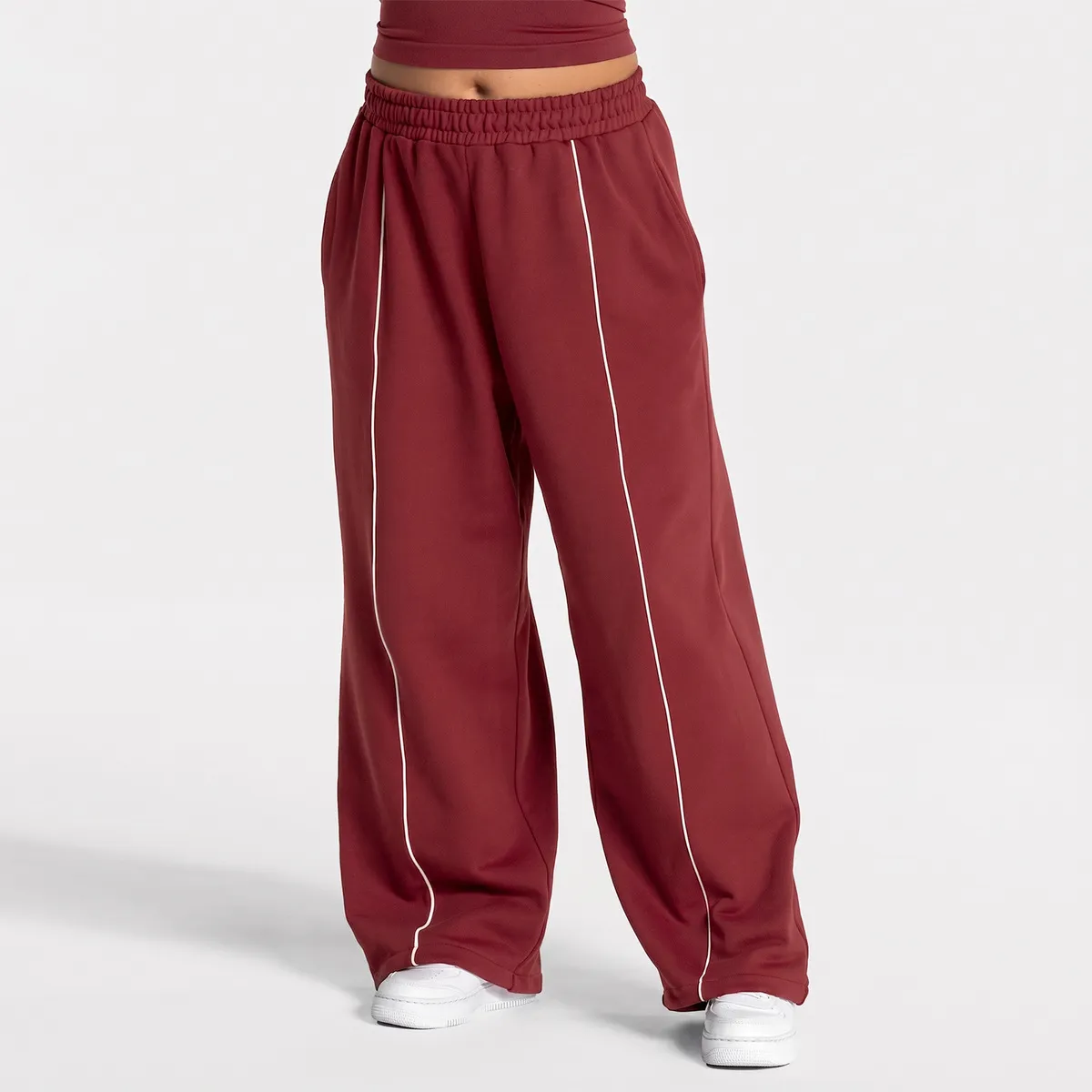 Women Fashion Casual Line Stretch High Waist Loose Straight Yoga Pants