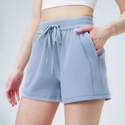 Women Fashion Casual Solid Color Loose Simple Yoga Shorts