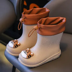 Kids Boys Girls Cartoon Elastic Waterproof Non-Slip Rubber Rain Boots Mid-Calf