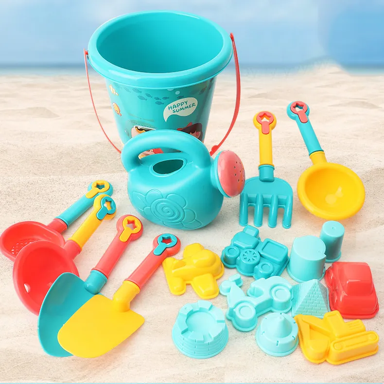 Fashion Cute Beach Bucket Sand Digging Shovel Beach Tools 18pcs Set for Kids