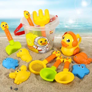 Fashion Cute Duck Beach Bucket Sand Digging Shovel Beach Tools 14pcs Set for Kids