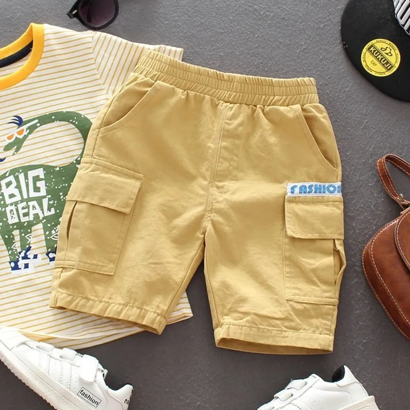 Kids Boys' Fashion Casual Summer Thin Cotton Shorts Mid-Waist Solid Color