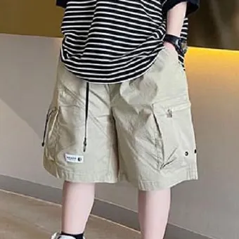 Kids Boys' Casual Solid Color Double Pocket Loose Shorts Summer Cotton Play Shorts