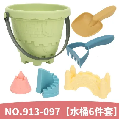 Fashion Cute Castle Beach Bucket Sand Digging Shovel Beach Tools 6pcs Set for Kids