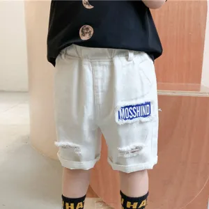 Kids Boys' Fashion Casual Summer Thin Ripped Cotton Shorts Solid Color