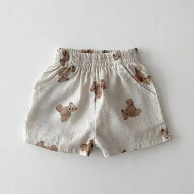 Kids Baby Boys And Girls Fashion Cotton Linen Loose Thin Shorts Summer Casual