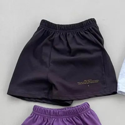 Kids Baby Boys Girls Fashion Casual Solid Color High Waist Loose Cotton Shorts