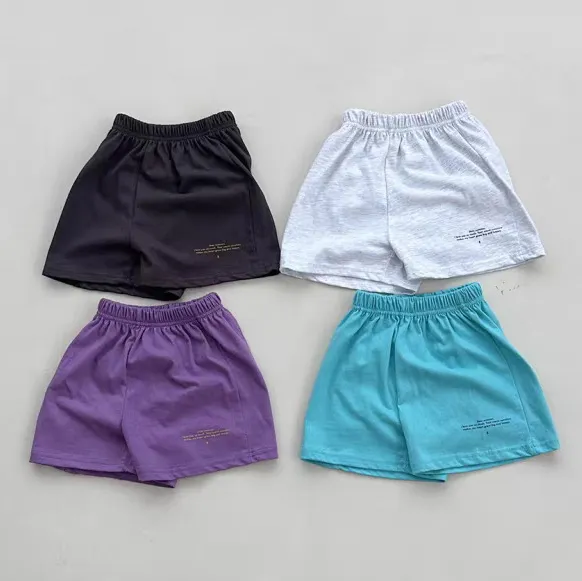 Kids Baby Boys Girls Fashion Casual Solid Color High Waist Loose Cotton Shorts