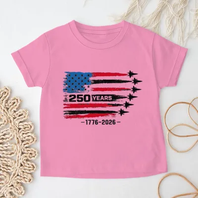 Kids Boys And Girls USA Independence Day Printed Round Neck Short Sleeve T-Shirt Unisex Casual Cotton