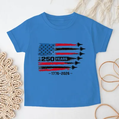 Kids Boys And Girls USA Independence Day Printed Round Neck Short Sleeve T-Shirt Unisex Casual Cotton