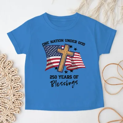 Kids Boys And Girls USA Independence Day Printed Round Neck Short Sleeve T-Shirt Unisex Casual Cotton