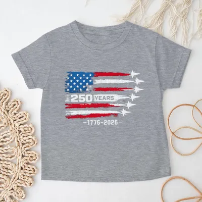 Kids Boys And Girls USA Independence Day Printed Round Neck Short Sleeve T-Shirt Unisex Casual Cotton