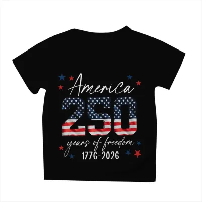 Kids Boys Girls Fashion Casual USA Independence Day Printed Short Sleeve Breathable Cotton Blend T-Shirt