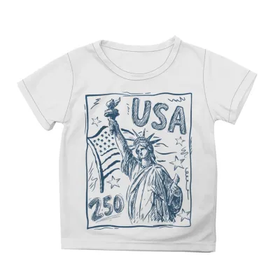 Kids Boys Girls Fashion Casual USA Independence Day Printed Short Sleeve Breathable Cotton Blend T-Shirt