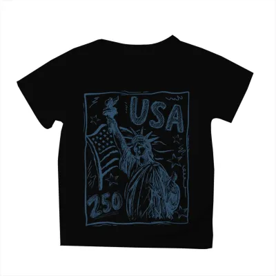 Kids Boys Girls Fashion Casual USA Independence Day Printed Short Sleeve Breathable Cotton Blend T-Shirt