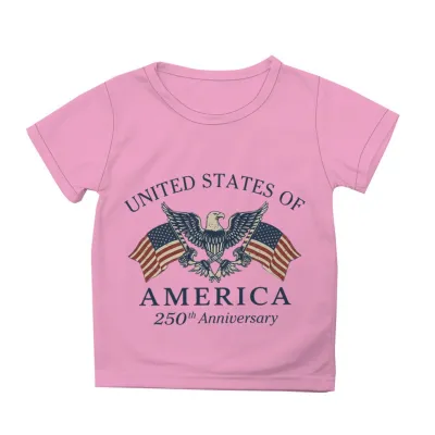 Kids Boys Girls Fashion Casual USA Independence Day Printed Short Sleeve Breathable Cotton Blend T-Shirt
