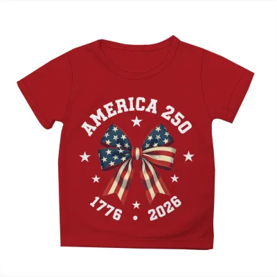 Kids Boys And Girls Fashion Casual USA Independence Day Printed Short Sleeve Loose T-Shirt