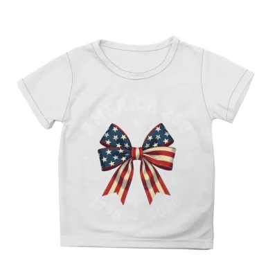 Kids Boys And Girls Fashion Casual USA Independence Day Printed Short Sleeve Loose T-Shirt