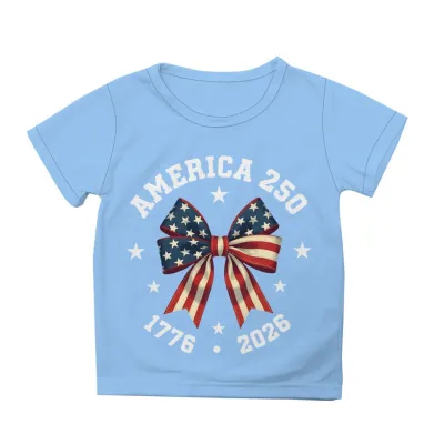 Kids Boys And Girls Fashion Casual USA Independence Day Printed Short Sleeve Loose T-Shirt