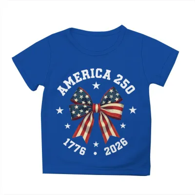 Kids Boys And Girls Fashion Casual USA Independence Day Printed Short Sleeve Loose T-Shirt