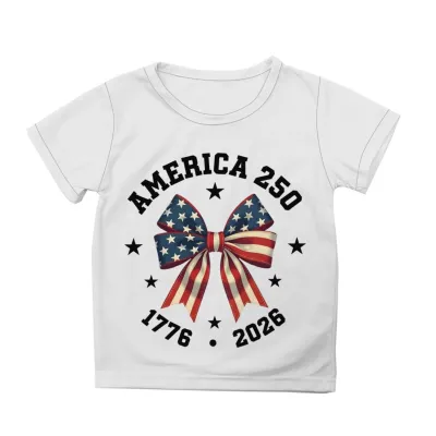 Kids Boys And Girls Fashion Casual USA Independence Day Printed Short Sleeve Loose T-Shirt