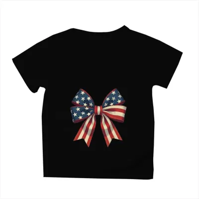 Kids Boys And Girls Fashion Casual USA Independence Day Printed Short Sleeve Loose T-Shirt