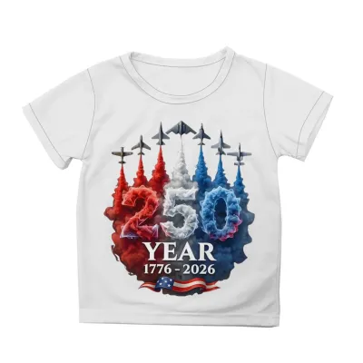 Kids Boys And Girls Fashion Casual Independence Day Printed Short-Sleeve T-Shirt