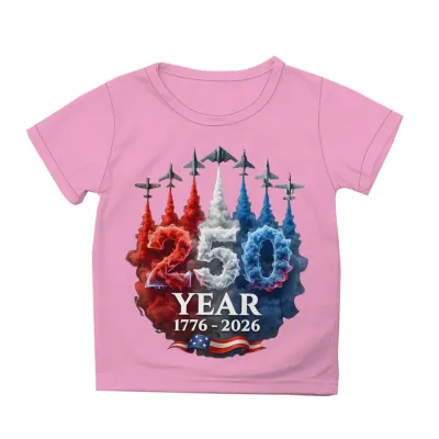 Kids Boys And Girls Fashion Casual Independence Day Printed Short-Sleeve T-Shirt