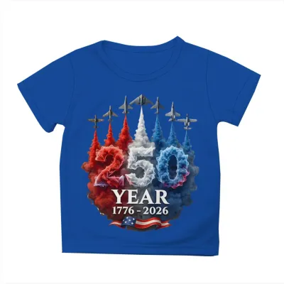 Kids Boys And Girls Fashion Casual Independence Day Printed Short-Sleeve T-Shirt