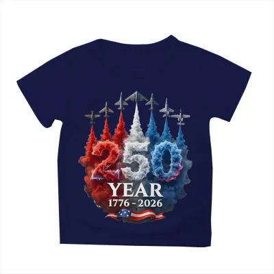 Kids Boys And Girls Fashion Casual Independence Day Printed Short-Sleeve T-Shirt